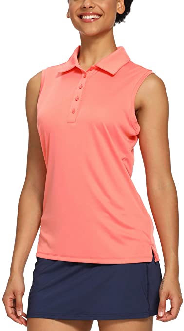 CQC Womens Sleeveless Quick Dry Golf Polo Shirts