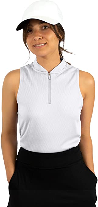 Three Sixty Six Womens Collarless Zippered Golf Polo Shirts