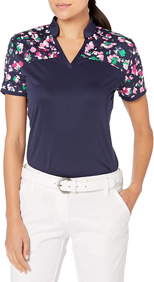 Womens PGA Tour Floral Printed Golf Polo Shirts