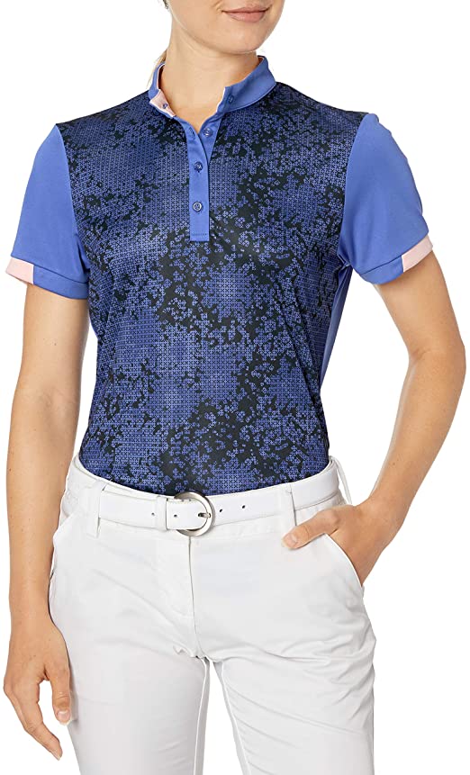 Womens PGA Tour Short Sleeve Print Golf Polo Shirts