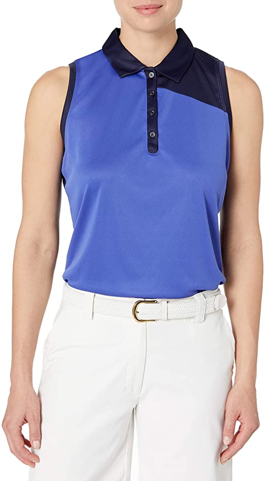 Womens PGA Tour Sleeveless Color Block Golf Polo Shirts