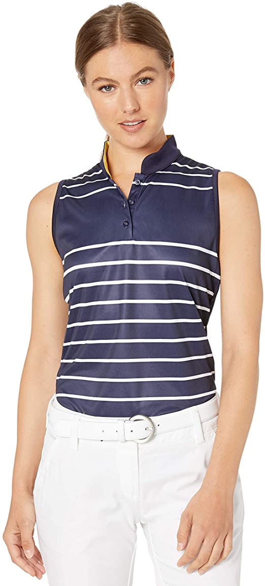Womens PGA Tour Sleeveless Front Print Golf Polo Shirts