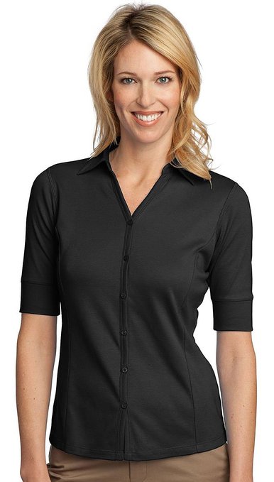 Womens Interlock Button Front Golf Polo Shirts