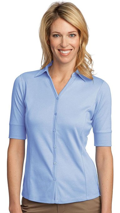 Port Authority Womens Interlock Button Front Polo Shirts