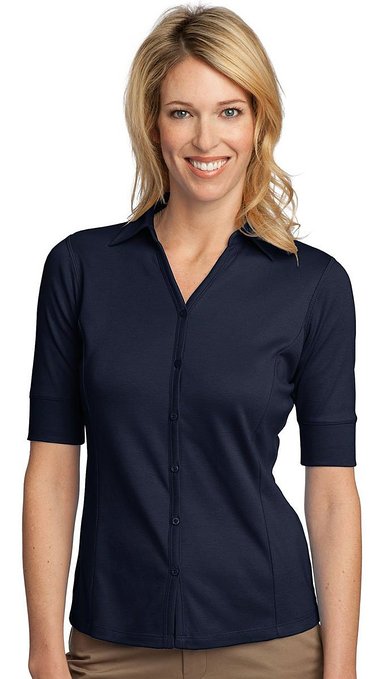 Port Authority Womens Interlock Button Front Golf Shirts