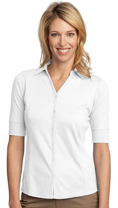 Port Authority Interlock Button Front Golf Polo Shirts