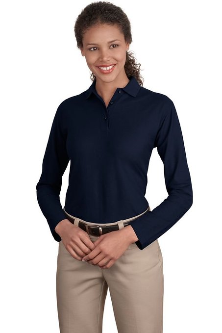 Womens Port Authority Long Sleeve Easy Silk Touch Golf Polo Shirts