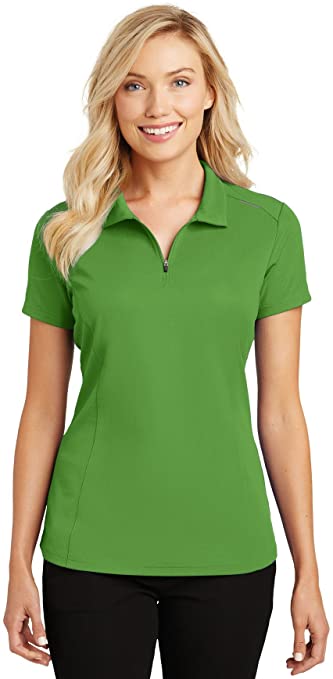 Port Authority Womens Pinpoint Mesh Zip Golf Polo Shirts