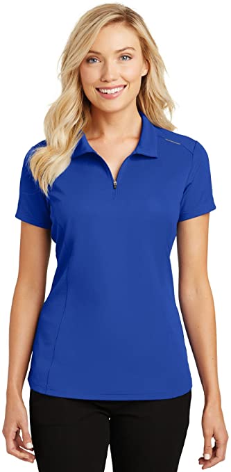 Port Authority Womens Pinpoint Mesh Zip Golf Polo Shirts