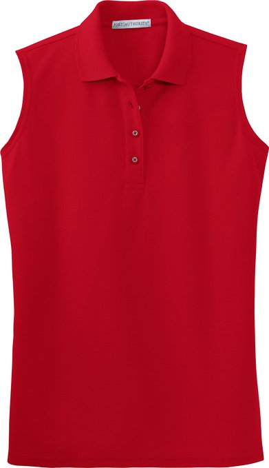 Womens Port Authority Silk Touch Sleeveless Golf Polo Shirts