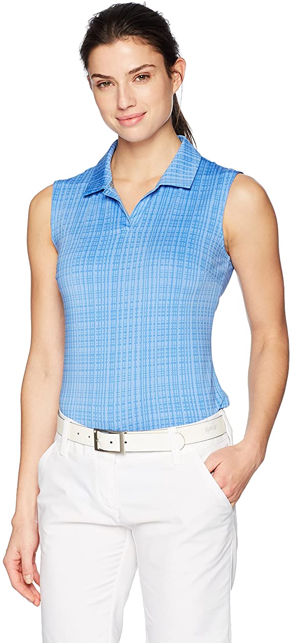 Puma Womens 2018 Sleeveless Soft Plaid Golf Polo Shirts