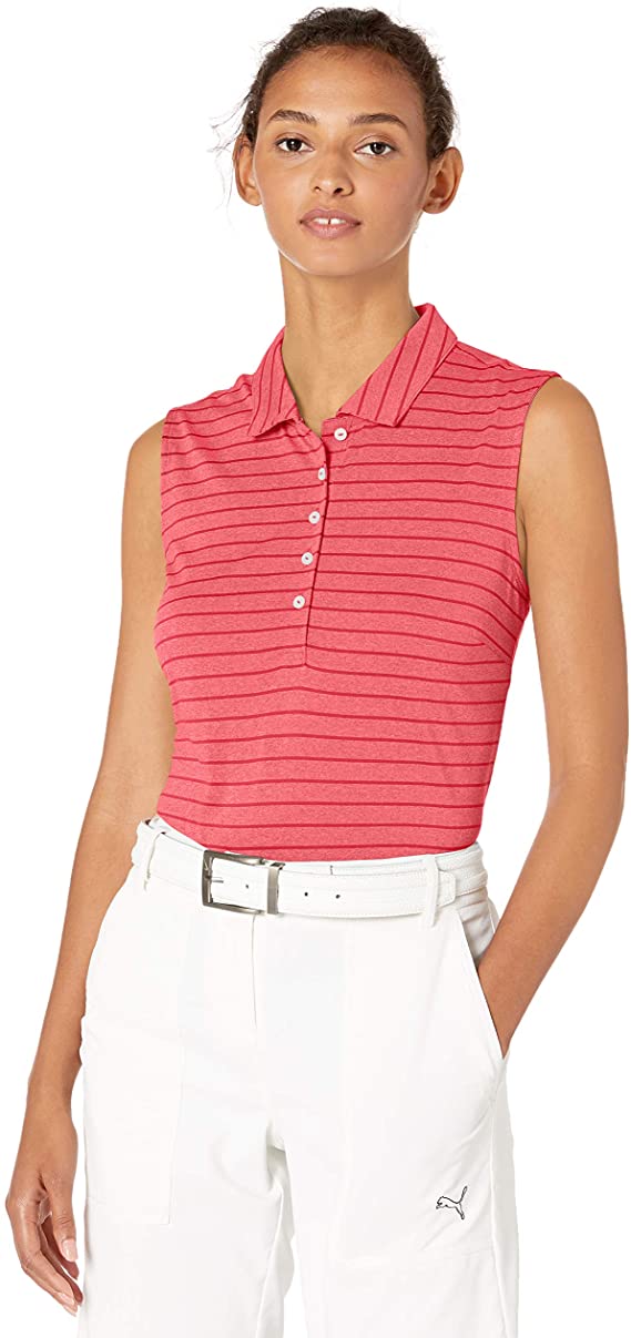 Womens Puma 2019 Rotation Stripe Sleeveless Golf Polo Shirts