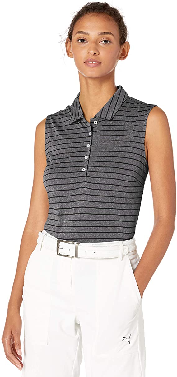 Puma Womens 2019 Rotation Stripe Sleeveless Golf Polo Shirts