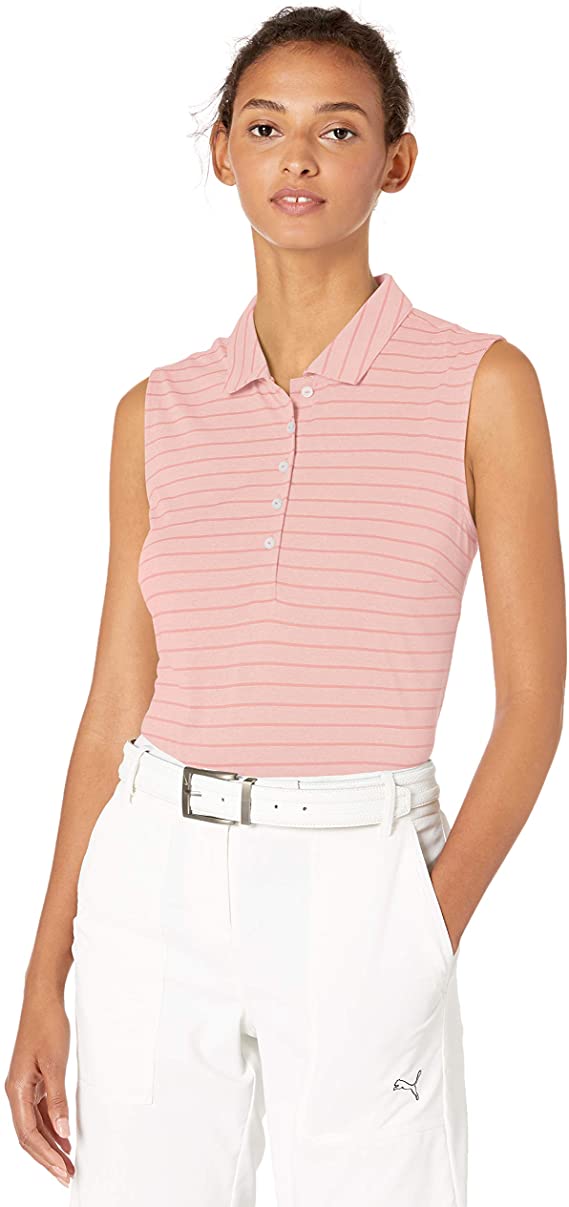 Puma Womens 2019 Rotation Stripe Sleeveless Golf Polo Shirts