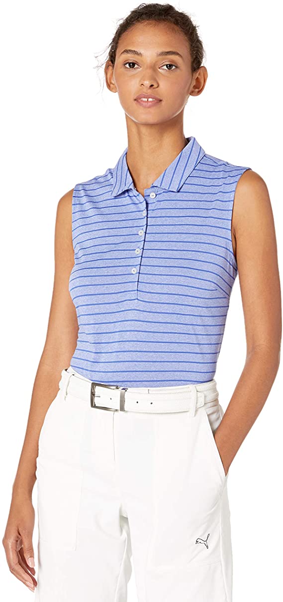 Puma Womens 2019 Rotation Stripe Sleeveless Golf Polo Shirts