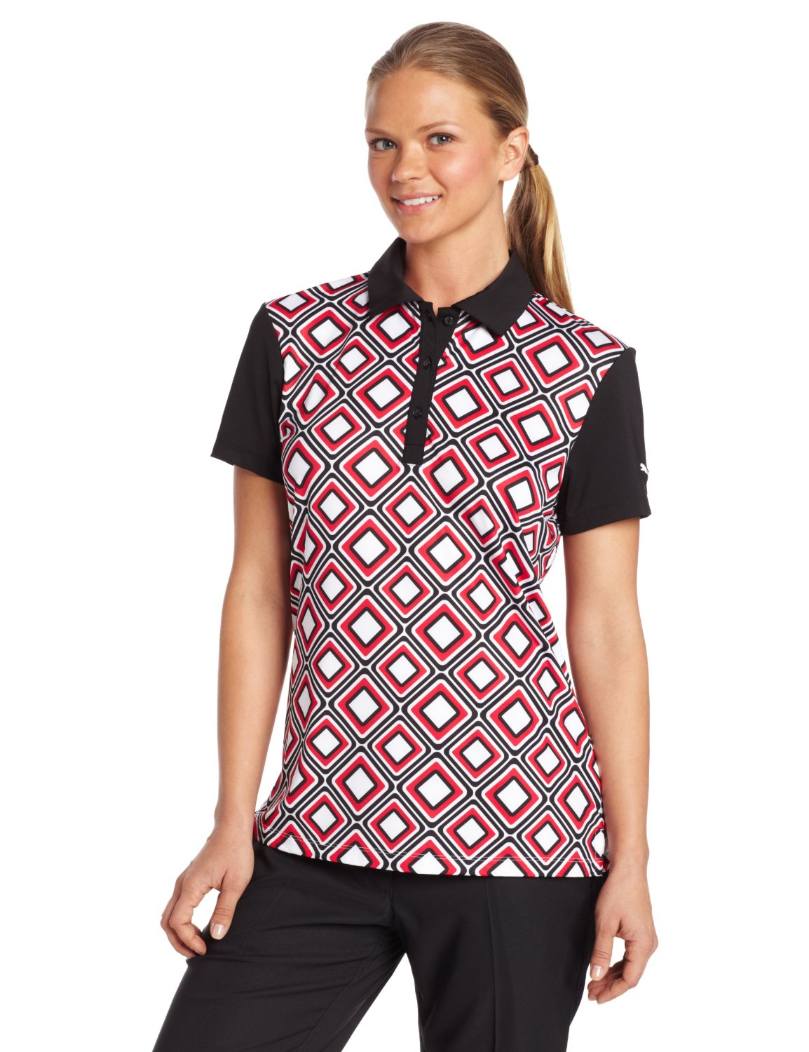 Womens Puma Tile Pattern Golf Polo Shirts