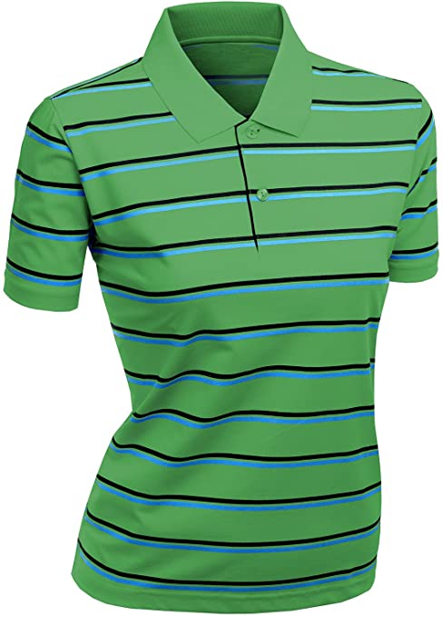 Womens Xpril 180-200 TC Silket Striped Dri-Fit Collar Golf Polo Shirts