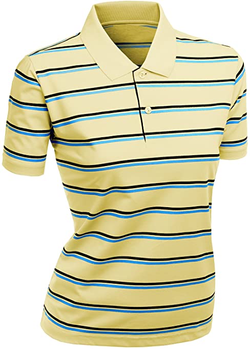 Xpril Womens 180-200 TC Silket Striped Dri-Fit Collar Golf Polo Shirts