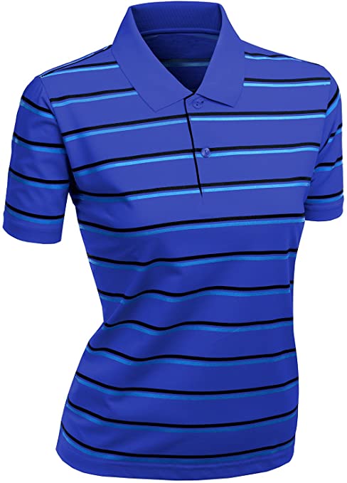 Xpril Womens 180-200 TC Silket Striped Dri-Fit Collar Golf Polo Shirts