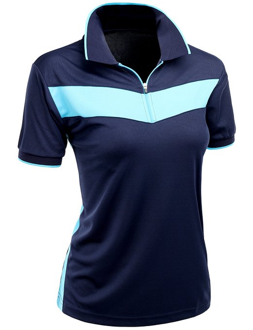 Womens Xpril 2 Tone Pattern Coolmax Fabric Golf Polo Shirts