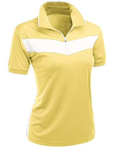 Xpril Womens 2 Tone Pattern Coolmax Fabric Polo Shirts