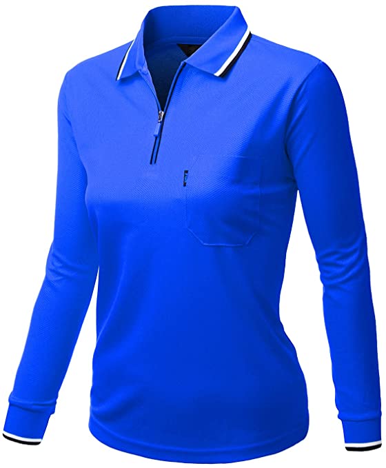 Womens Xpril Basic Style Front Zipper Collar Golf Polo Shirts