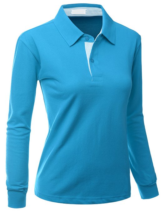 Womens Casual Basic Sporty Long Sleeve Collar Golf Polo Shirts