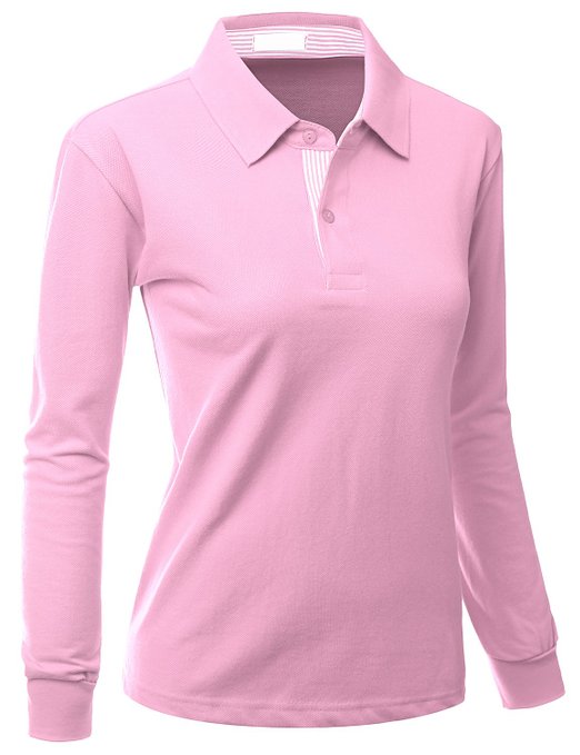 Xpril Womens Casual Basic Sporty Long Sleeve Collar Polo Shirts