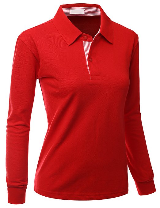 Xpril Womens Casual Basic Sporty Long Sleeve Collar Golf Shirts