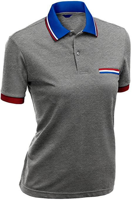 Womens Xpril Color Effect Collar Golf Polo Shirts