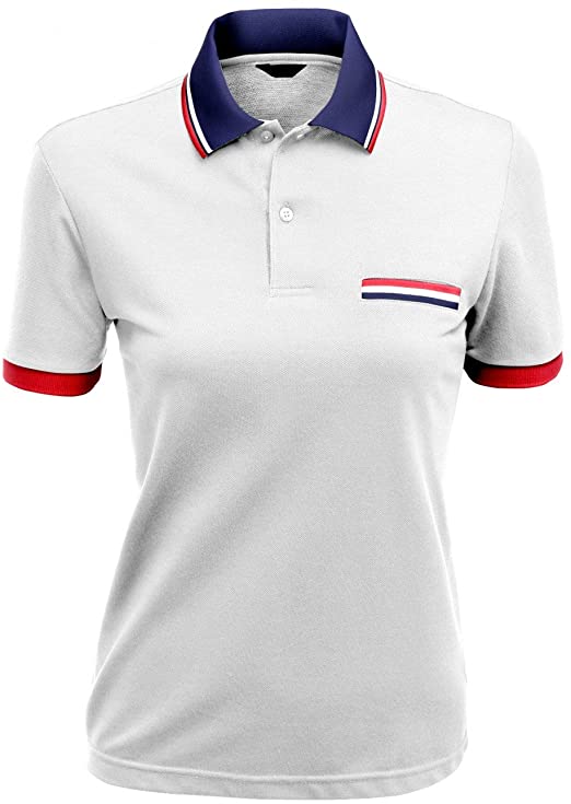 Xpril Womens Color Effect Collar Golf Polo Shirts