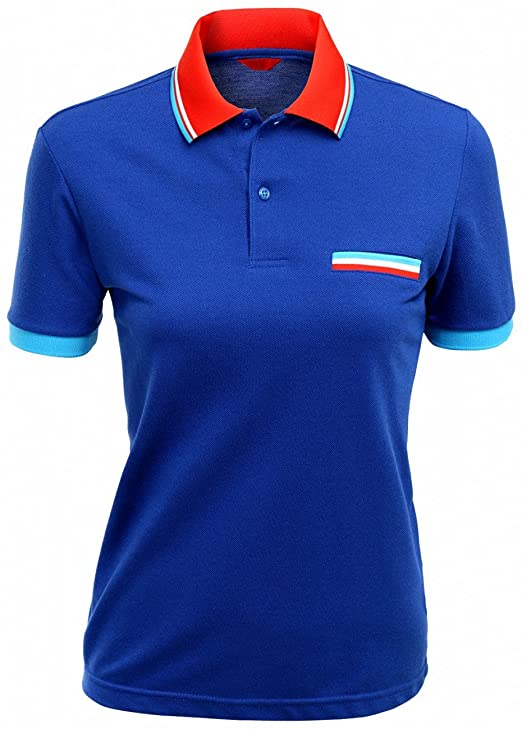 Xpril Womens Color Effect Collar Golf Polo Shirts