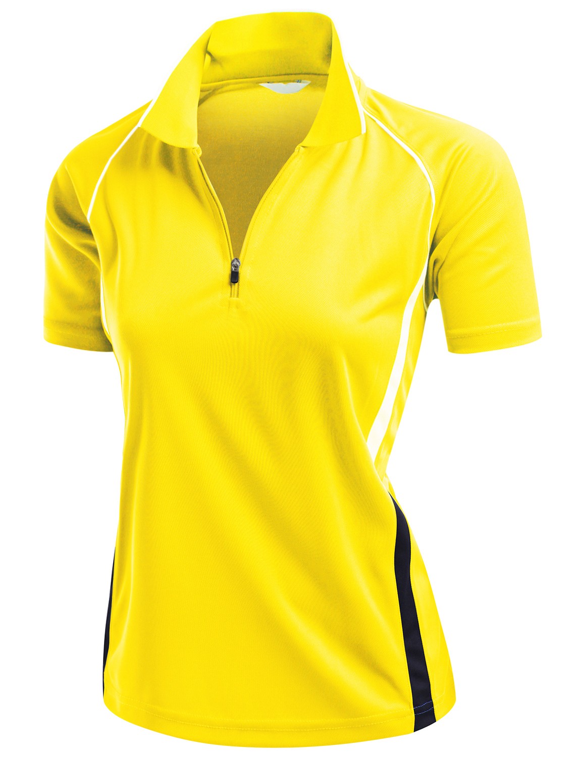 Womens Xpril Coolmax 2 Tone Collar Short Sleeve Zipper Golf Polo Shirts