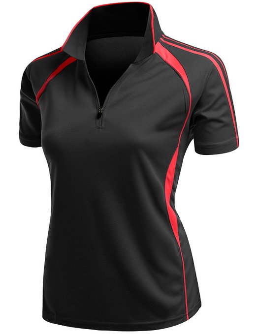 Womens Xpril Coolmax 2 Tone Collar Zipup Golf Polo Shirts