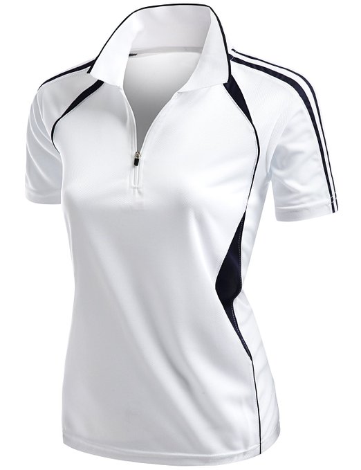 Xpril Womens Coolmax 2 Tone Collar Zipup Golf Shirts