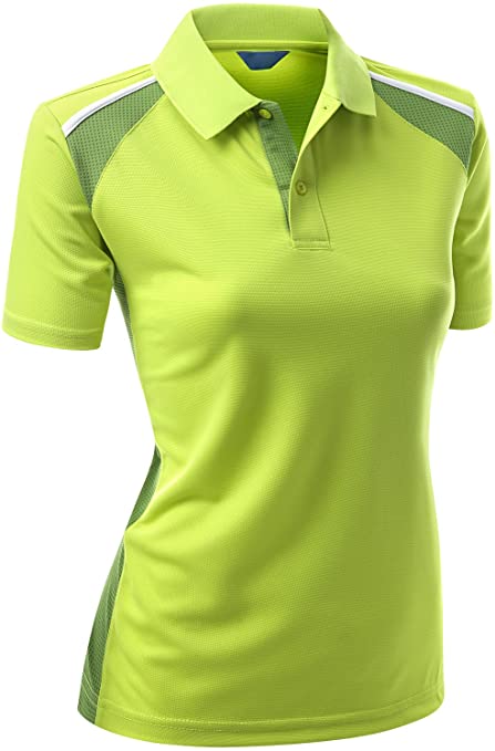 Womens Xpril Coolmax Fabric 2 Tone Color Golf Polo Shirts