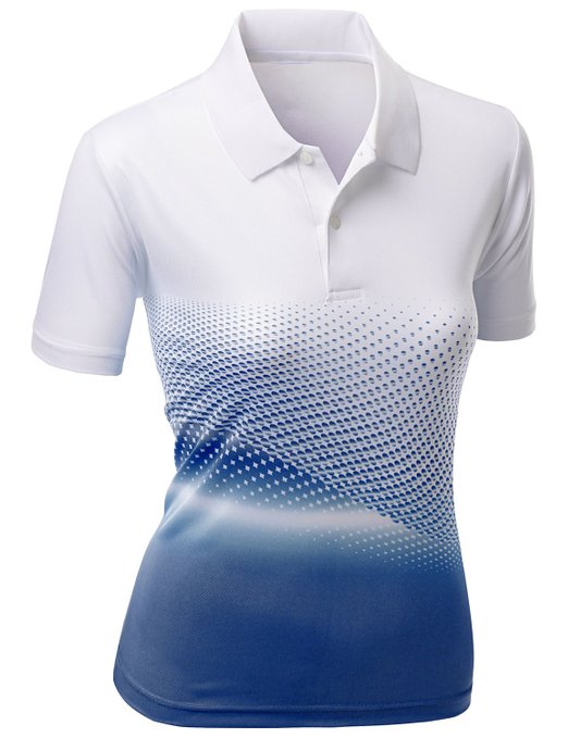 Womens Coolmax Fabric Sporty Design Printed Golf Polo Shirts