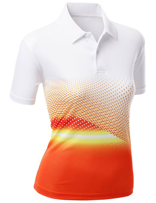Xpril Womens Coolmax Fabric Sporty Design Printed Polo Shirts