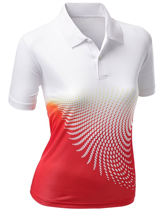 Womens Xpril Coolmax Fabric Sporty Design Printed Golf Polo Shirts
