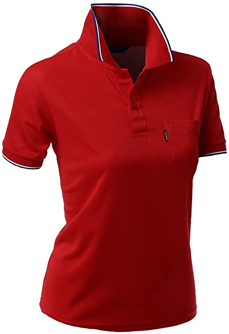 Xpril Womens Coolon Fabric Pocket Point Golf Polo Shirts