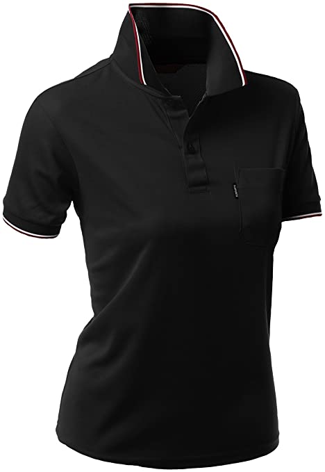 Xpril Womens Coolon Fabric Pocket Point Golf Polo Shirts