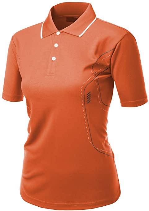 Womens Xpril Luxurious Coolon Fabric Collar Golf Polo Shirts