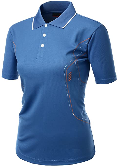 Xpril Womens Luxurious Coolon Fabric Collar Golf Polo Shirts