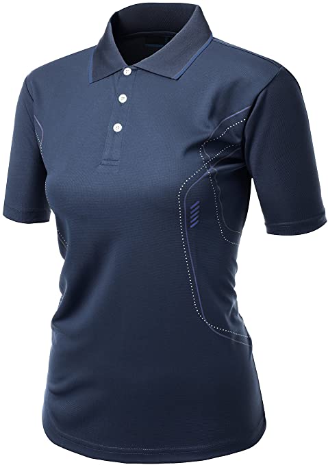 Xpril Womens Luxurious Coolon Fabric Collar Golf Polo Shirts