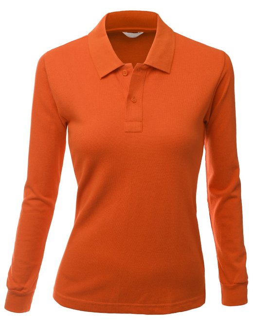 Xpril Womens Casual Coolon Polo Collar Long Sleeve T-Shirt