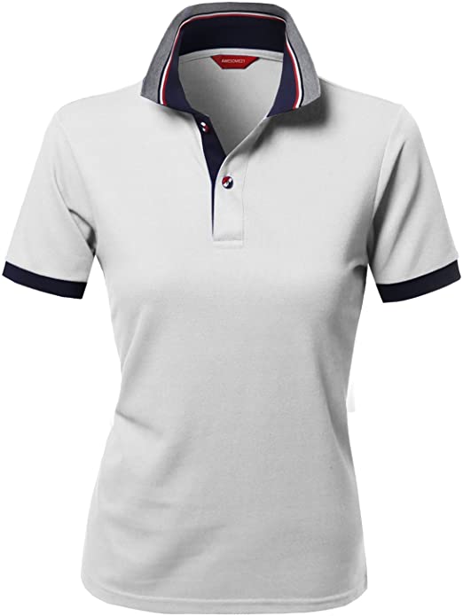 Xpril Womens Solid Cool Dri-Fit Active Leisure Golf Polo Shirts