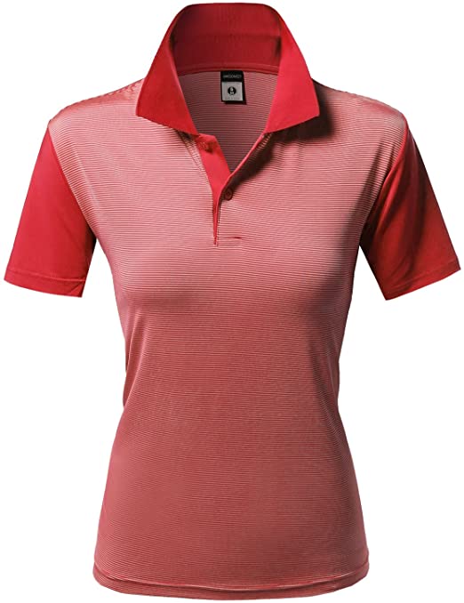 Xpril Womens Solid Cool Dri-Fit Active Leisure Golf Polo Shirts