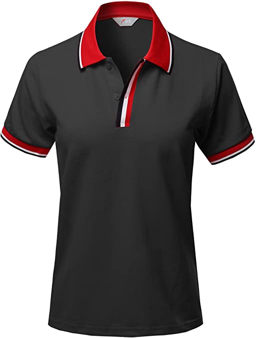 Xpril Womens Solid Cool Dri-Fit Active Leisure Golf Polo Shirts