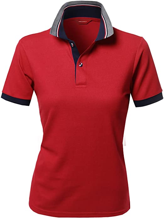 Xpril Womens Solid Cool Dri-Fit Active Leisure Golf Polo Shirts