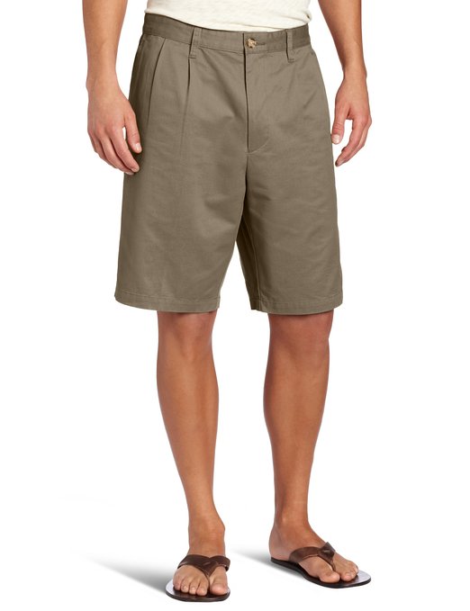 Mens D3 Pleated Soft Khaki Golf Shorts
